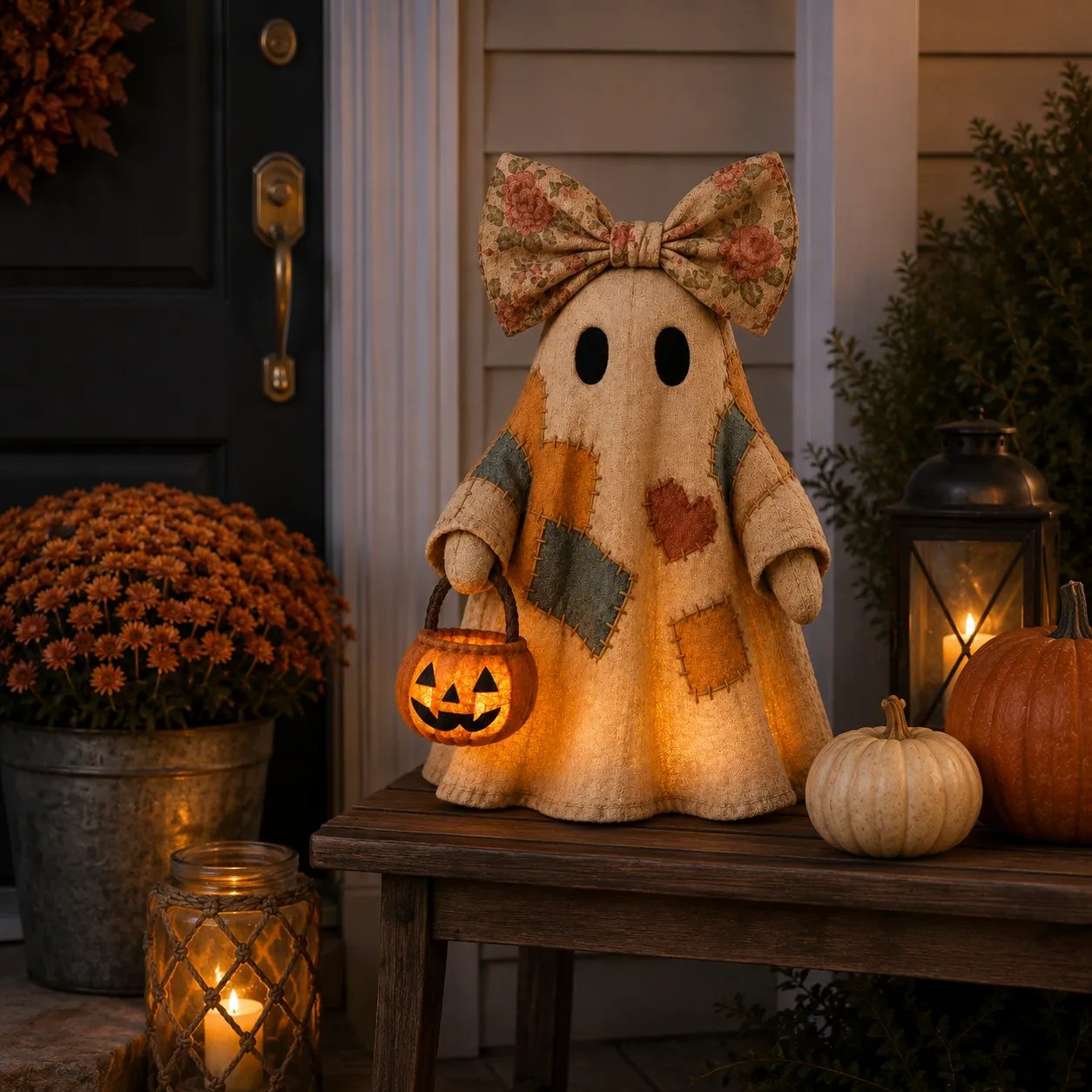 🎃Lighted Vintage Patchwork Ghost