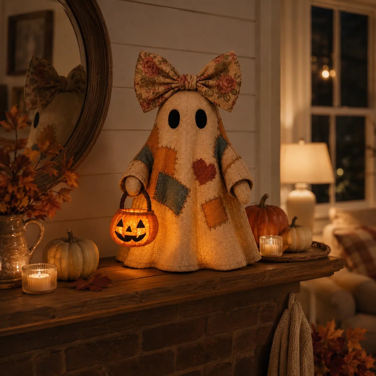 🎃Lighted Vintage Patchwork Ghost