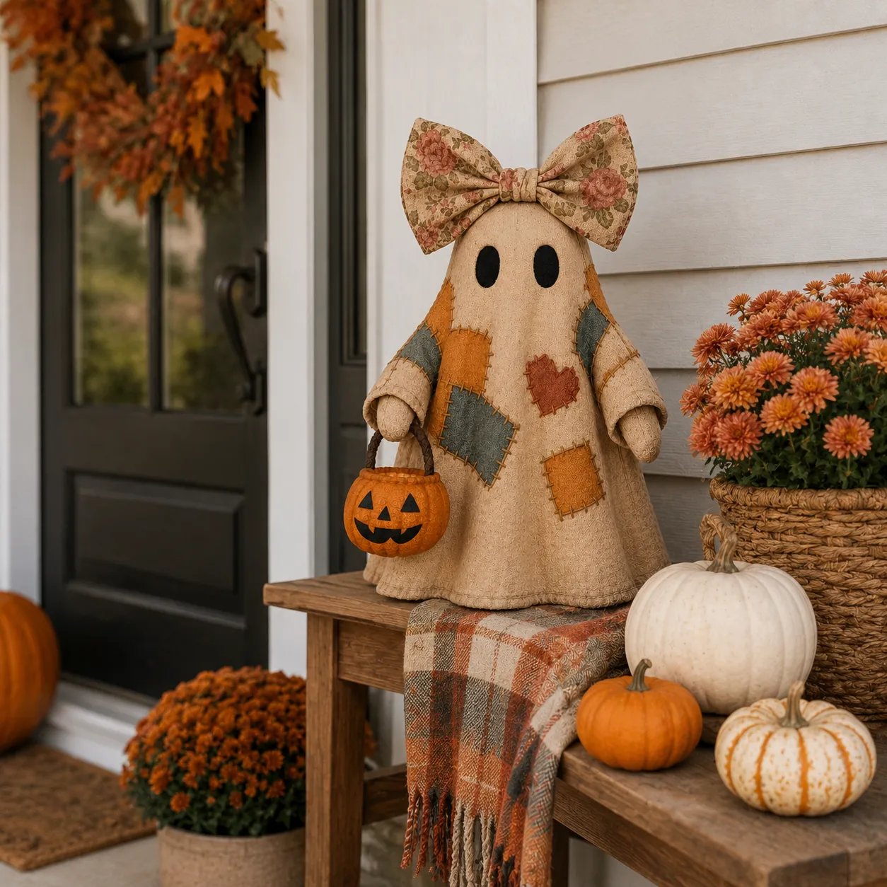 🎃Lighted Vintage Patchwork Ghost