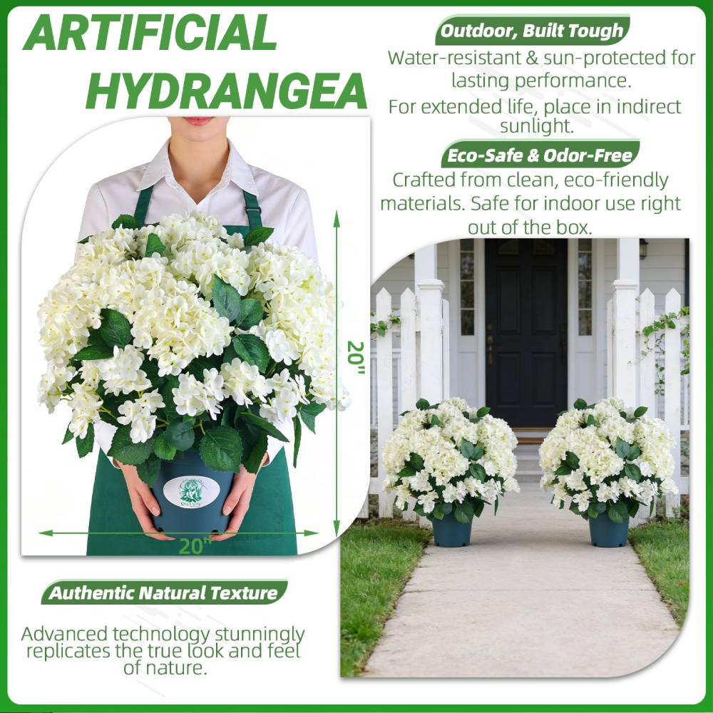 🔥Last Day OFF🔥Artificial Outdoor Hydrangea Flowers - UV resistant, Waterproof, Windproof